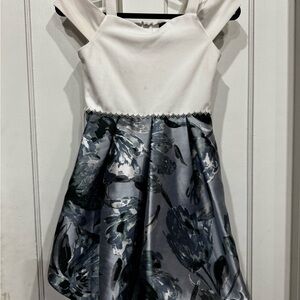 Elegant White and Gray Kids Dress